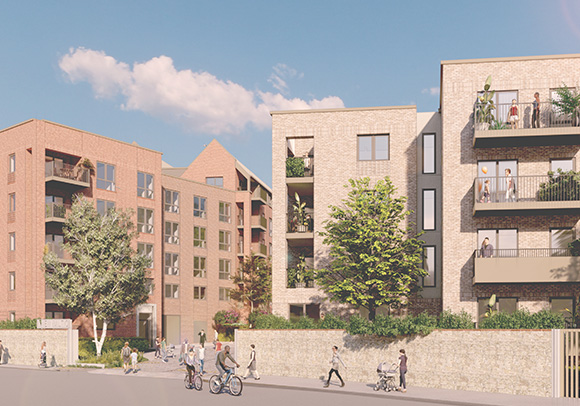 Artistic impression of the new neighbourhood at Baltic Wharf