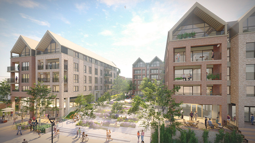 Artistic impression of the new neighbourhood at Baltic Wharf