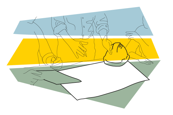 About us Illustration Illustration outline of developers/architects looking at development plans