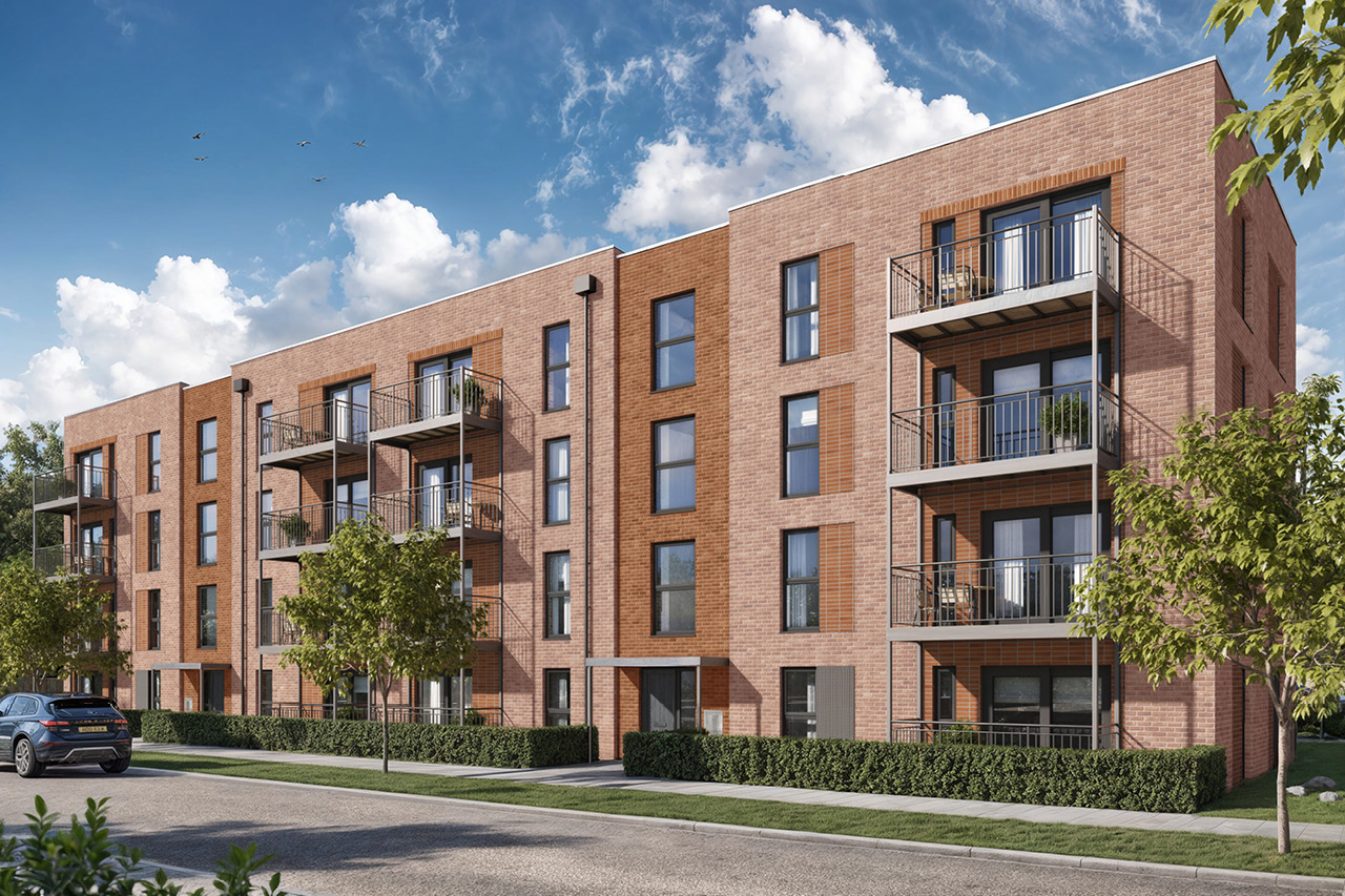 Artist's impression of Phase One homes at Fosseway Road. The Anchor extra care homes will be delivered as part of Phase Two. Image courtesy of Vistry